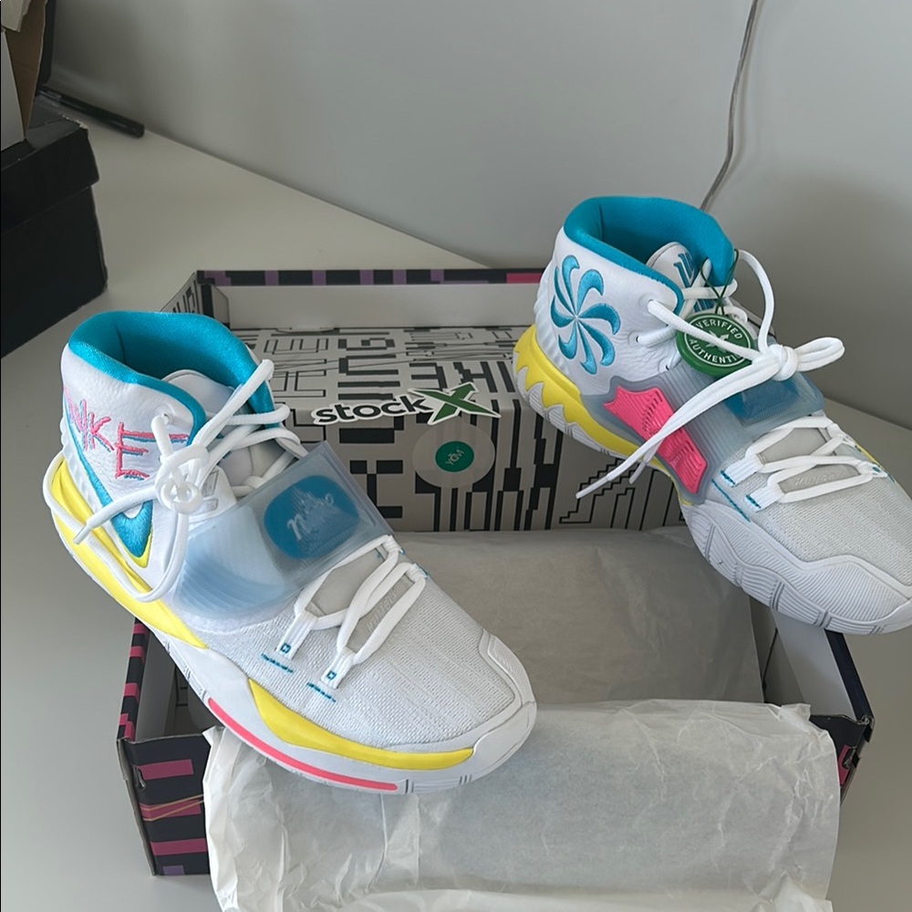 Nike White and Yellow Athletic Shoes Modern Design kyrie 6 - stock x verified